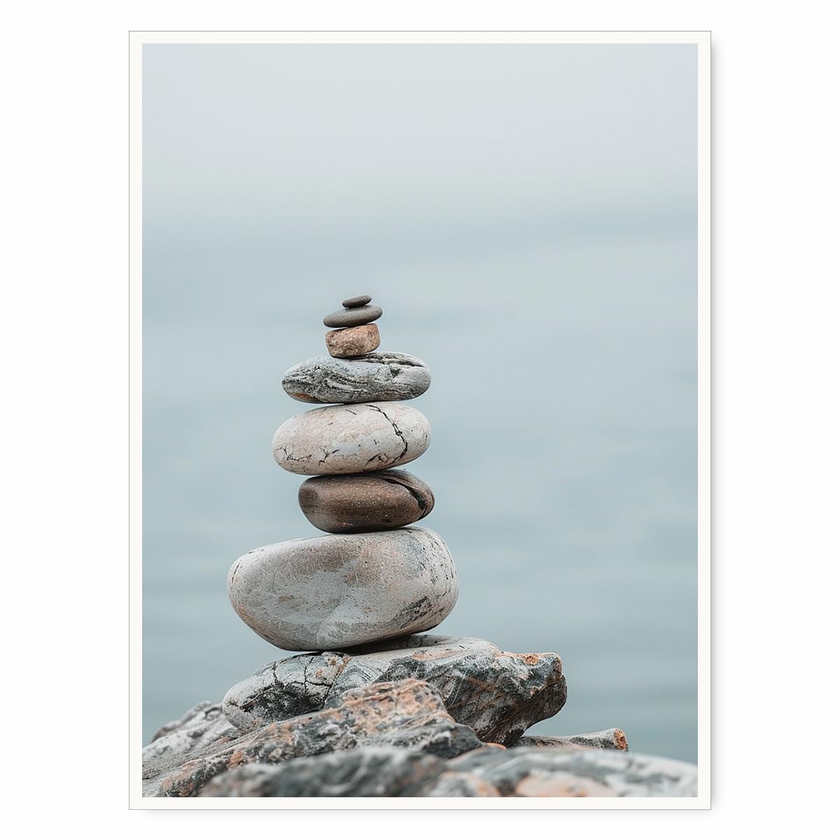 Minimal Zen Rock Stack Wall Art (Unframed-6 / 20"L x 30"W)