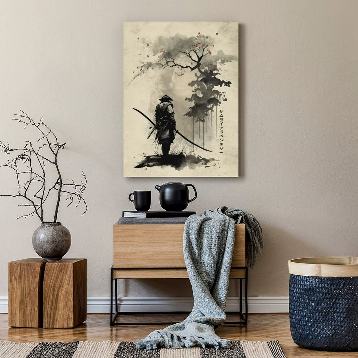 Japanese Ink Bushido Posters And Prints Samurai Journey Canvas Painting Wall Art Character Pictures Decoration Living Room Home Decor Unframed 12 x18 inches (18"L x 12"W / Unframe-9)