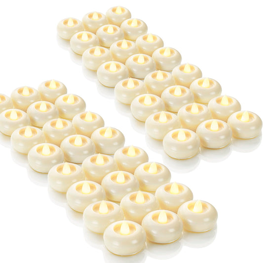 48 Pack 2” Flameless Led Floating Candles (Ivory, 48Pack)