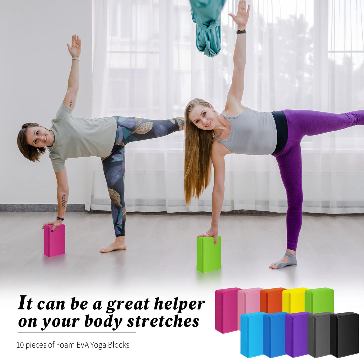 10 Pcs Foam EVA Yoga Blocks Lightweight Yoga Bricks Non Slip Supportive Foam Blocks Yoga Prop Accessories for Yoga (Mixed Colors)