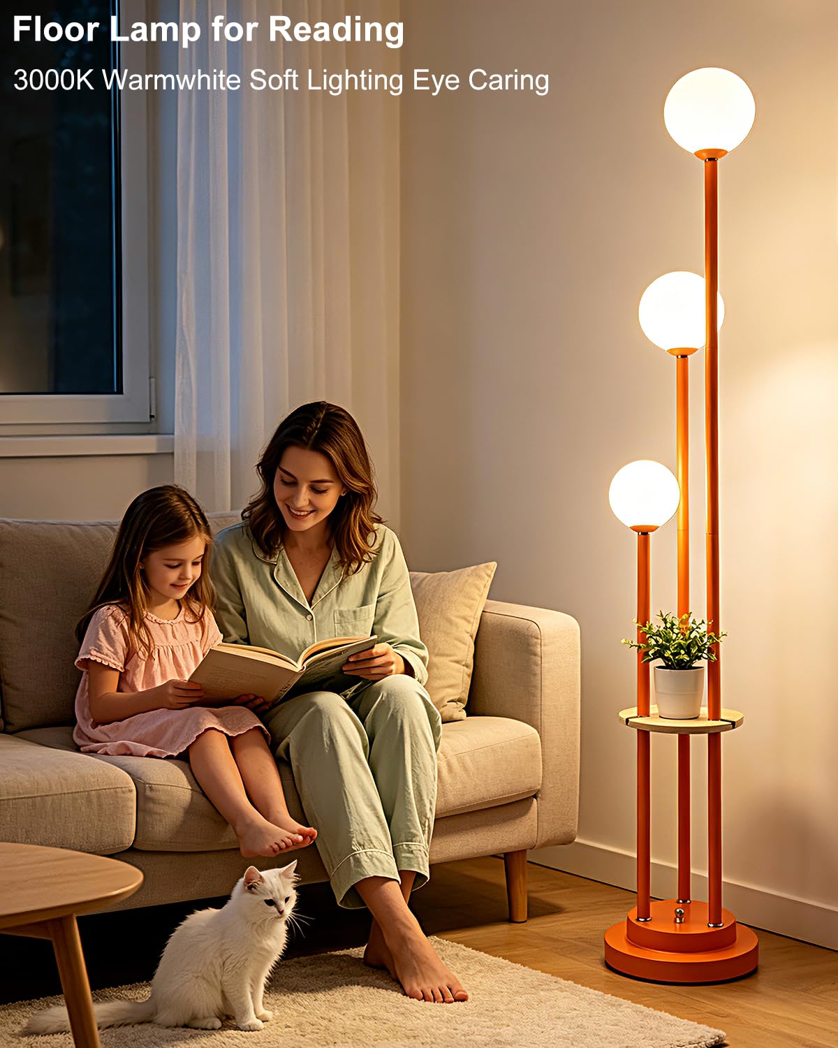 Orange Globe Floor Lamp 3 (A-Orange)