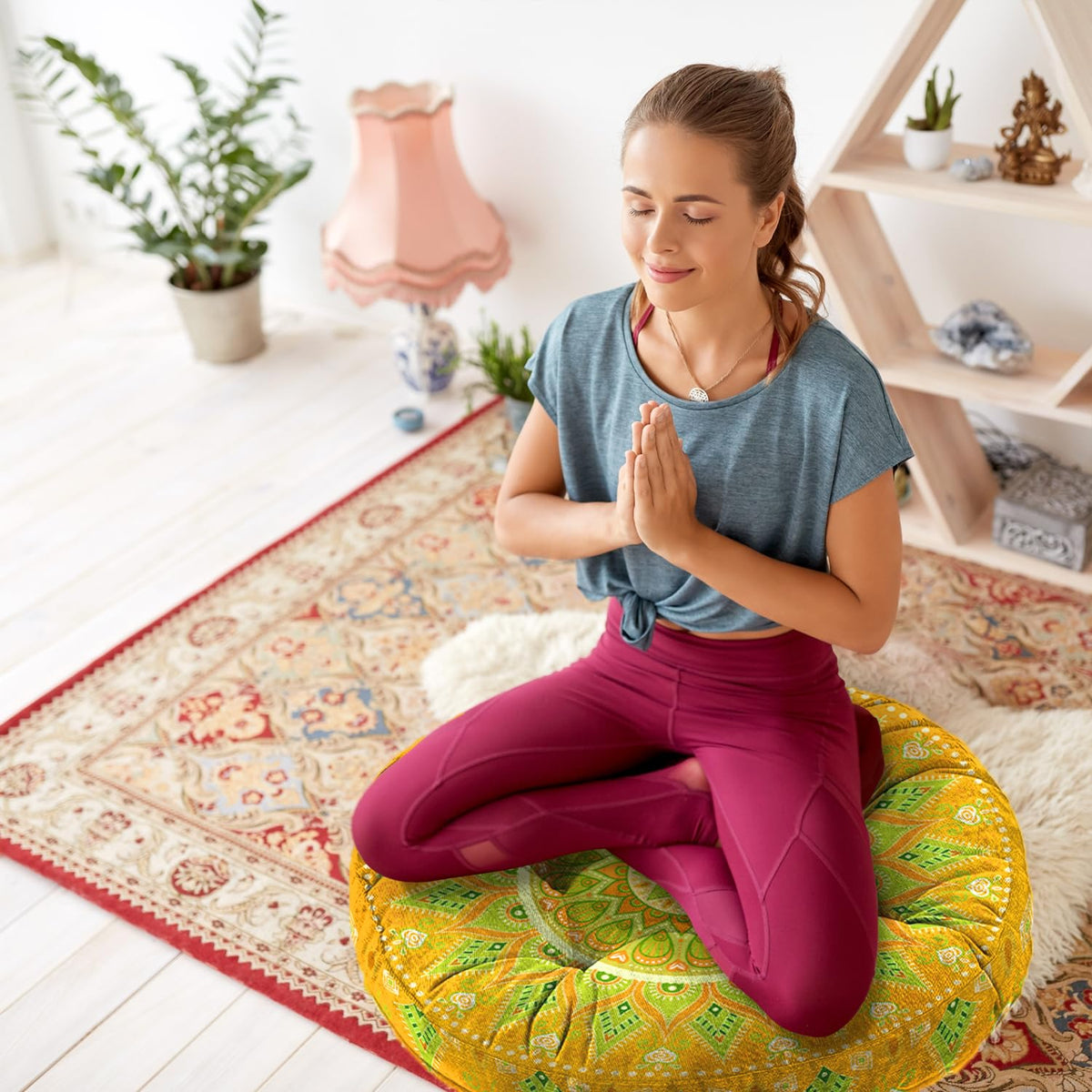 Mandala Meditation Cushion (11.mandala Meditation Cushion-2 / 22x22 inch round)