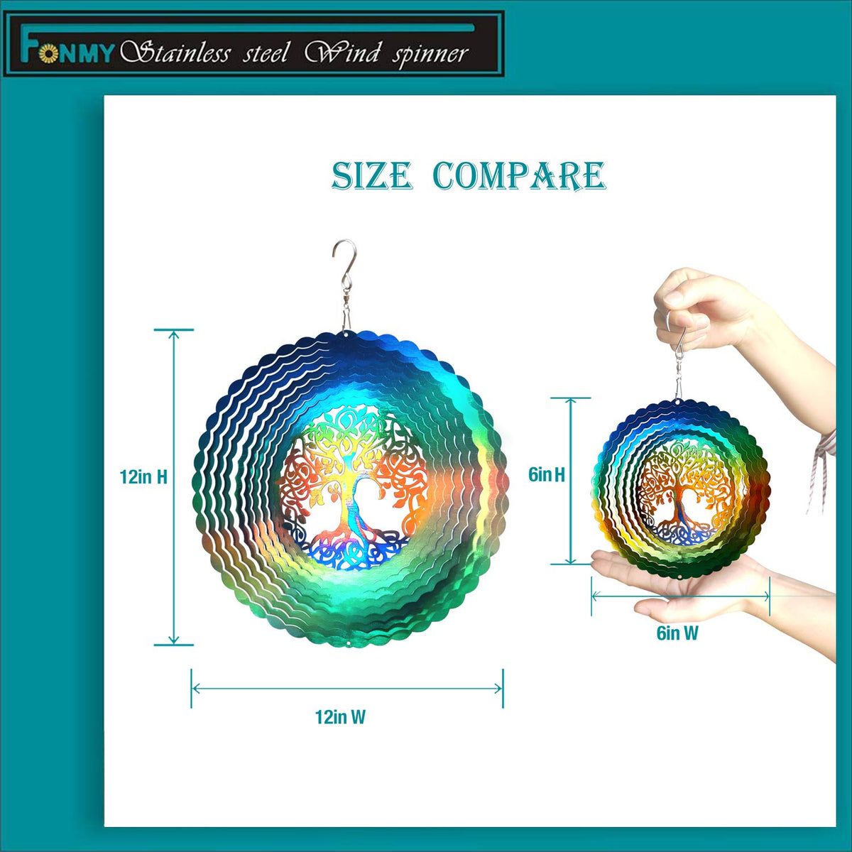 Stainless Steel Wind Spinner Worth Gift Indoor Outdoor Garden Decoration Crafts Ornaments (6inch / Mds02)
