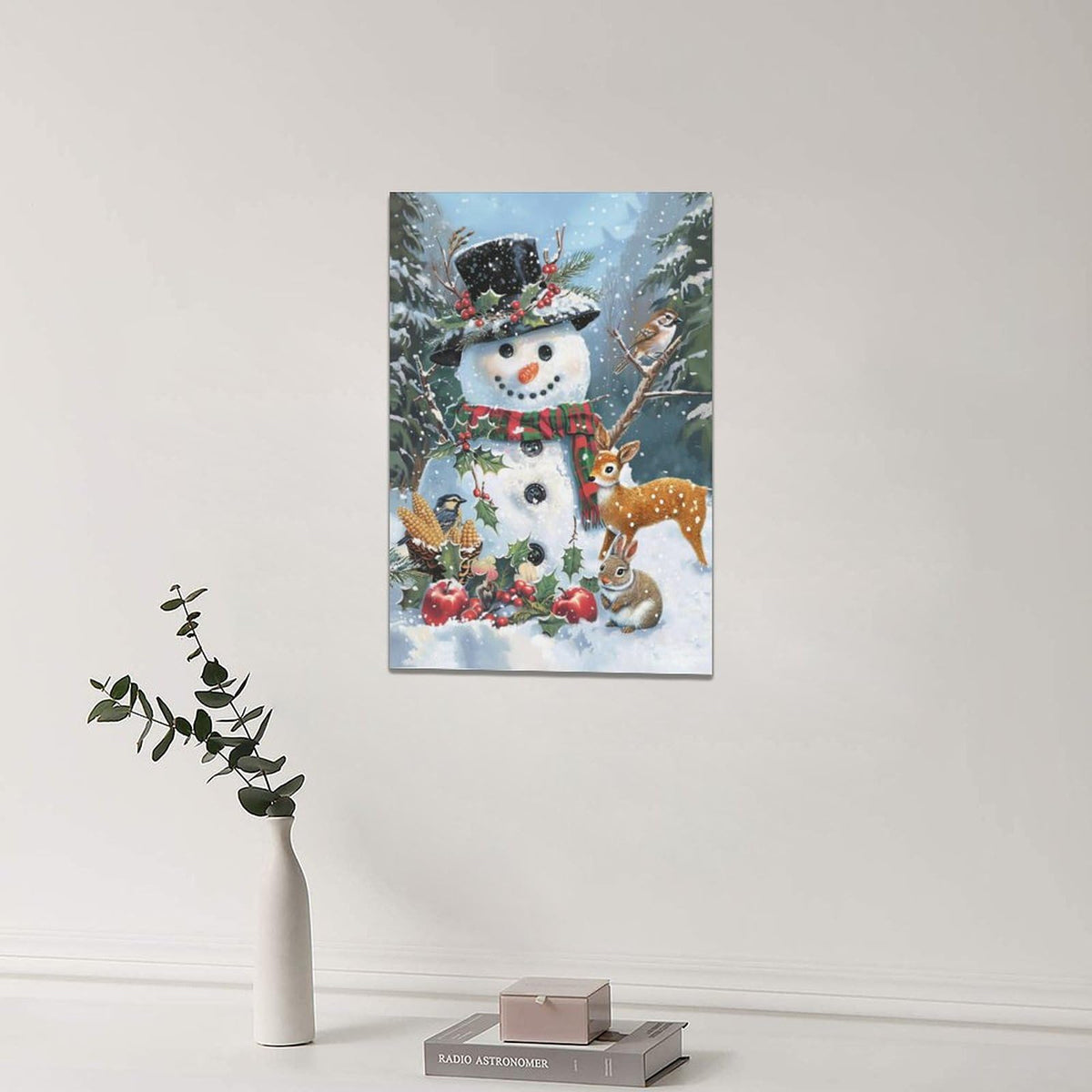 Snowman Wall Art Winter Pictures Christmas Canvas Wall Decor Snowman Painting Home Modern Artwork Decorations Framed for Living Room Bedroom Bathroom Office 16 x 24 inch (16" x 24" / Snowman)