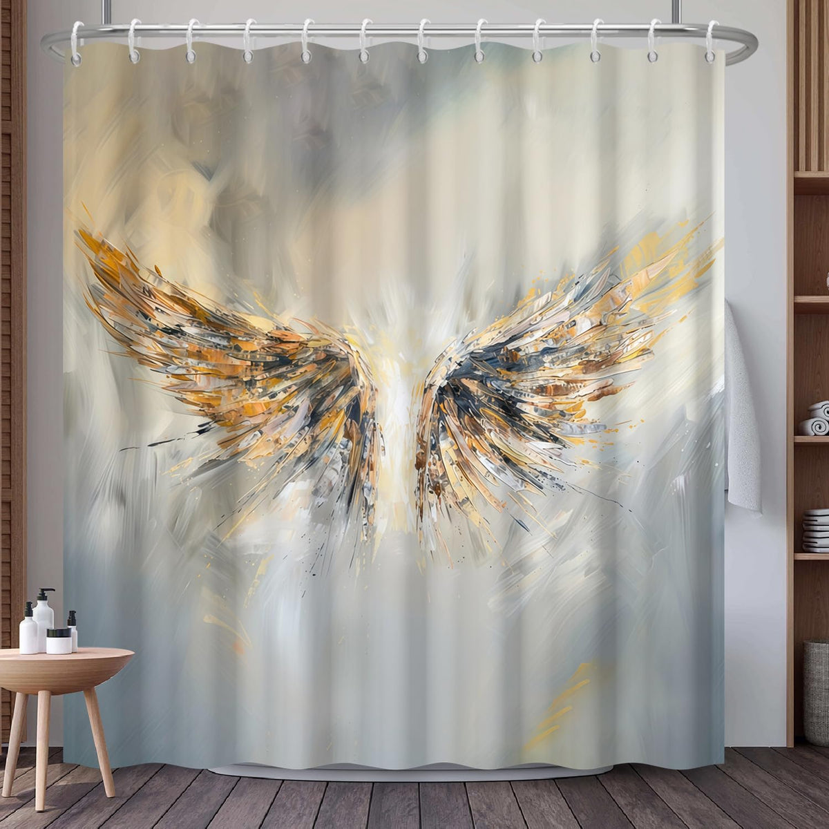 Abstract Wings Shower Curtain with Hooks (Wings)