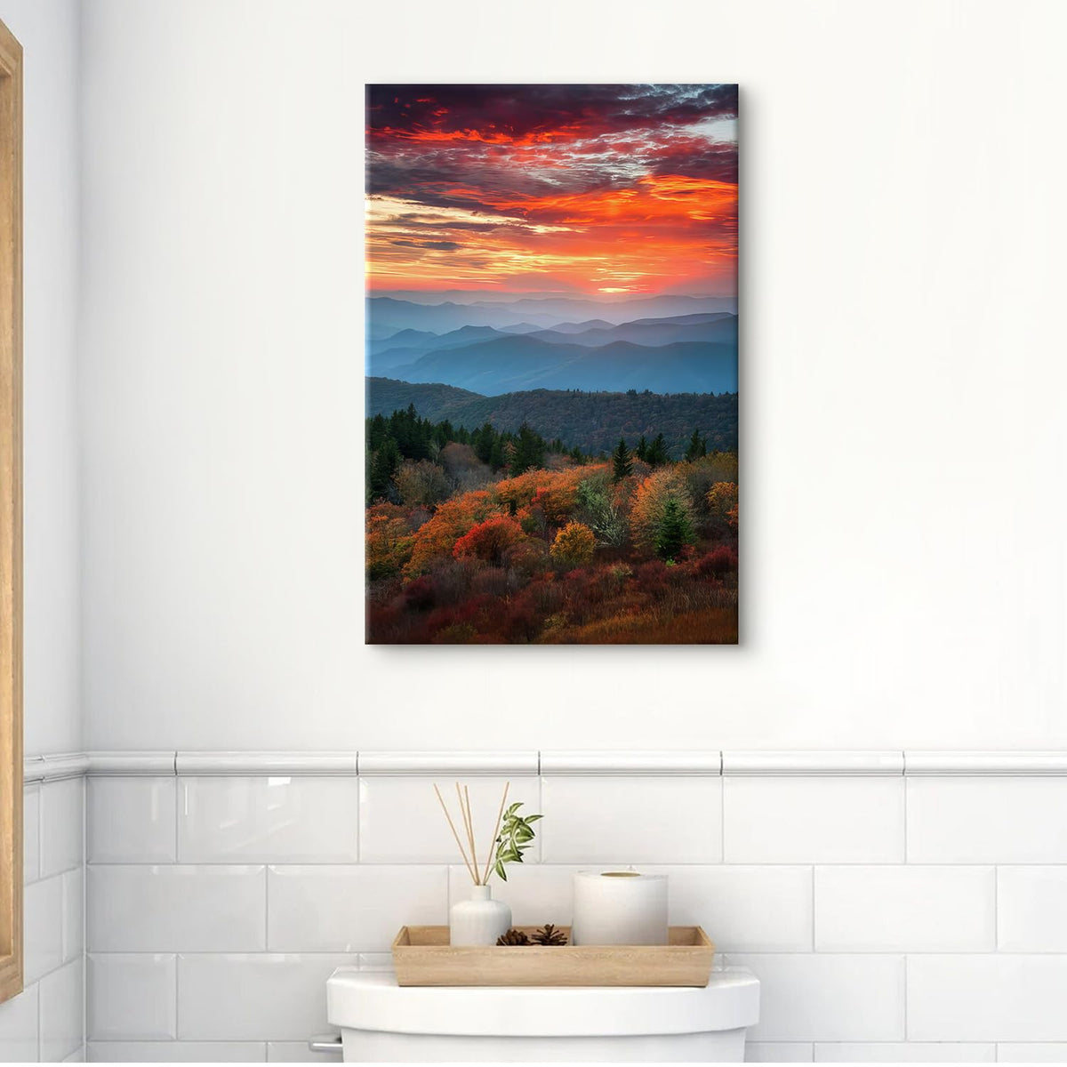 Blue Ridge Mountain Wall Art Nature Landscape Wall Decor Sunset Forest Scenery Canvas Pictures Smoky Mountains Painting Prints National Park Posters for Bedroom Office Home Decoration 16x24" (24"L x 16"W / Blue Ridge)