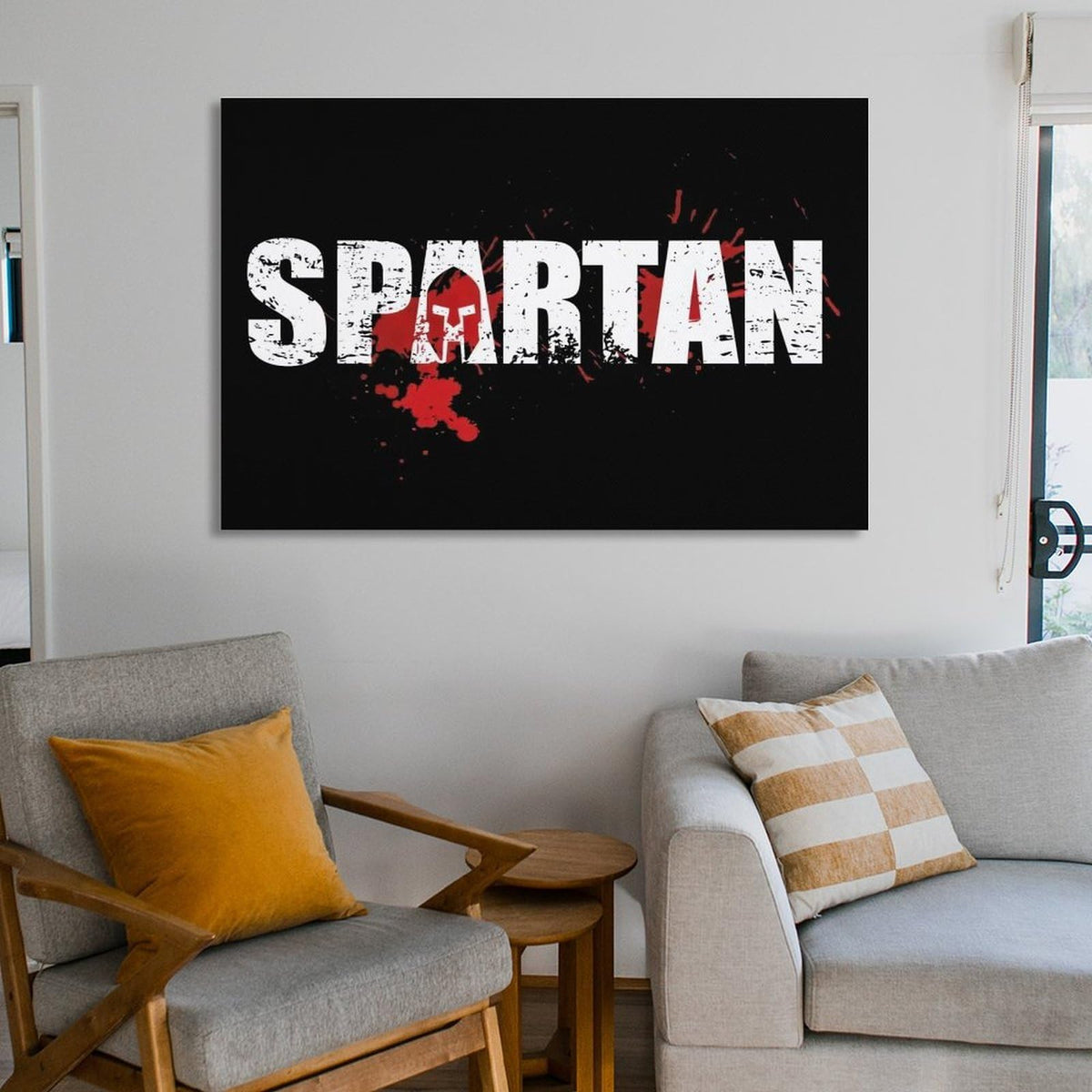 Spartan Beast Poster Canvas Printing Wall Art Prints Wall Decor Posters Black Distressed Typography Warrior Helmet Minimalist Industrial Decor for Living Room Bedroom Office Gym 24x36inch (style-2 / 24x36inch(60x90cm) Unframe)