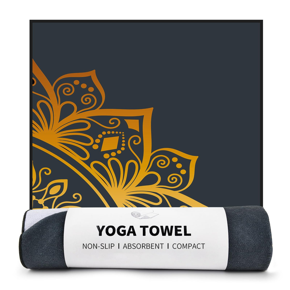 Non Slip Hot Yoga Towel (Luxury Golden Mandala / 70"x26")