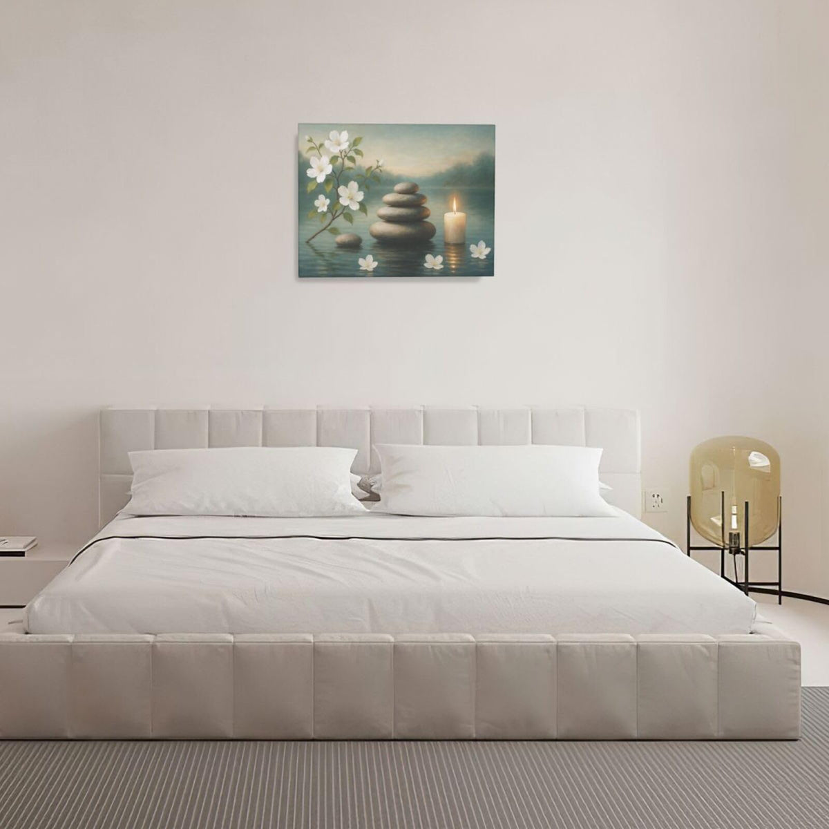 Zen Wall Art Zen Bathroom Wall Decor Spa Room Meditation Peaceful Pictures Decoration Spiritual Stone Canvas Painting Artwork Framed for Bathroom Living Room Bedroom Office 16"x20" (Zen / 20L"×16W")