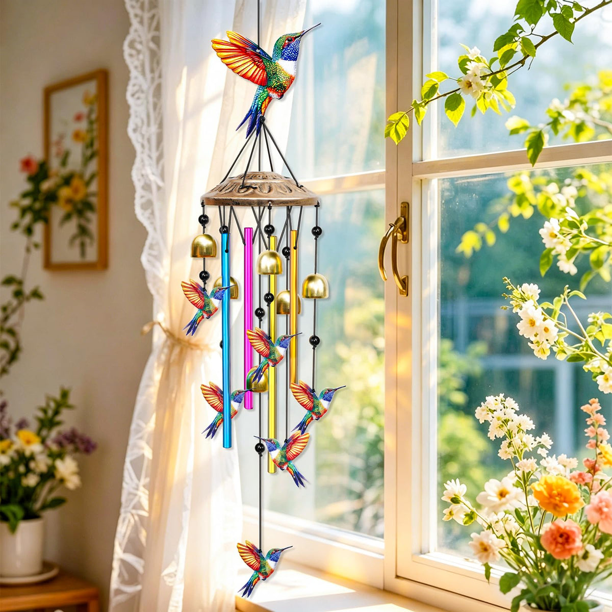 35" Wind Chimes for Outside (Hummingbird)