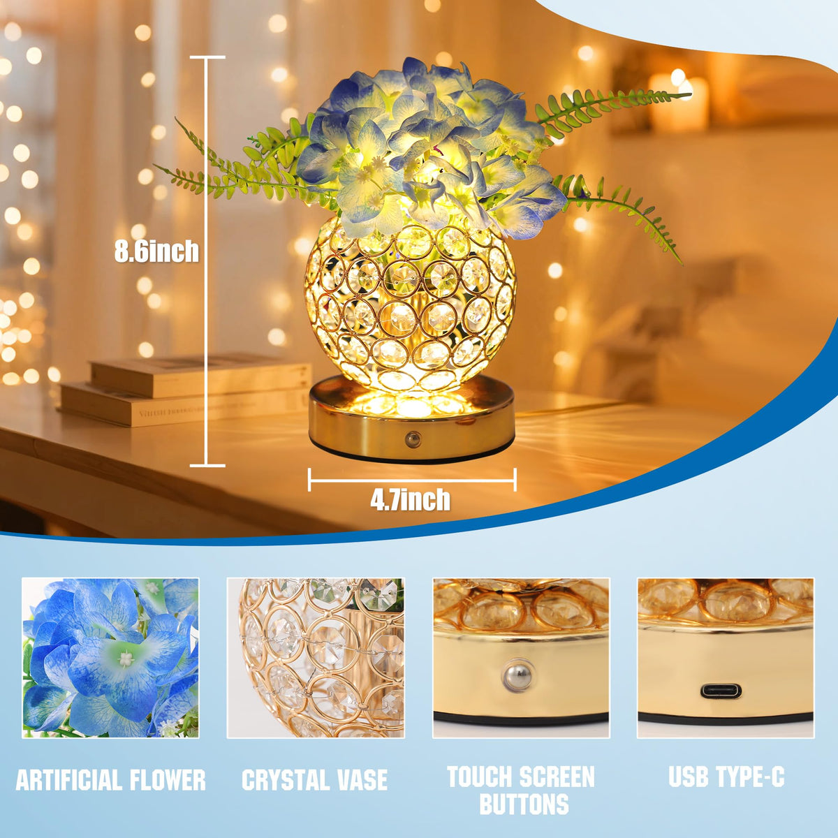 Blue Artificial Hydrangea Flower Lamp (HYDRANGEA AR-B)