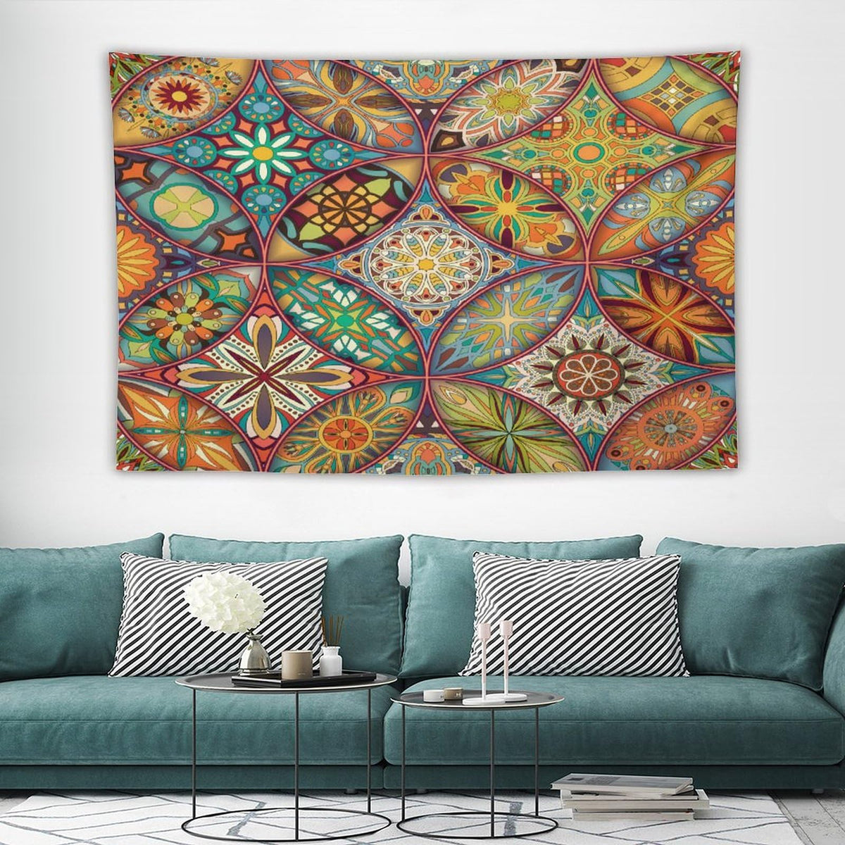 Boho Floral Tapestry Wall Hanging Colorful Bohemian Mandala Tapestries Home Decor for Living Room Bedroom Apartment Farmhouse Dorm 40"x60" (40"L x 60"W / Mandala-20)