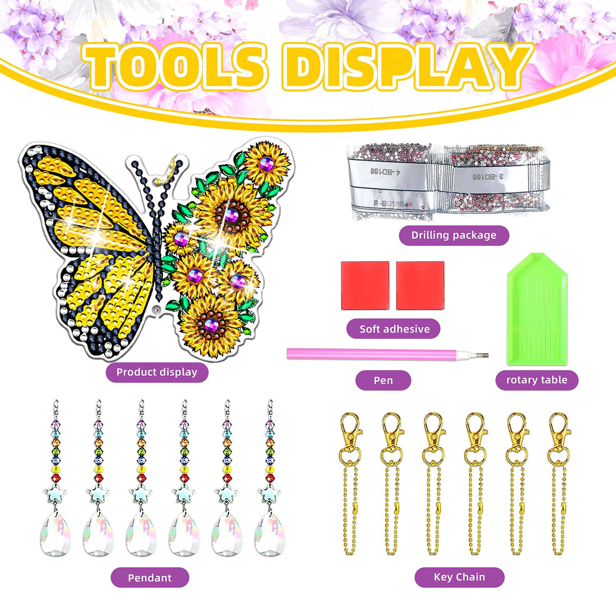 8 Pcs Gnomes Diamond Art Suncatchers Double Sided Diamond Painting Suncatcher Sunflower Diamond Painting Wind Chime Kits 5D DIY Diamond Art Kits for Adults Hanging Ornaments (A Sunflower Gnome)