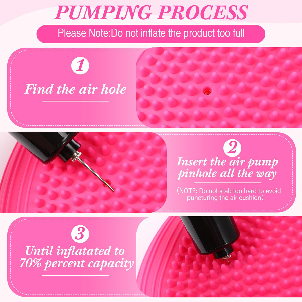 4 Pcs Wiggle Seat Inflated Wobble Cushion for Kids (Pink Series)