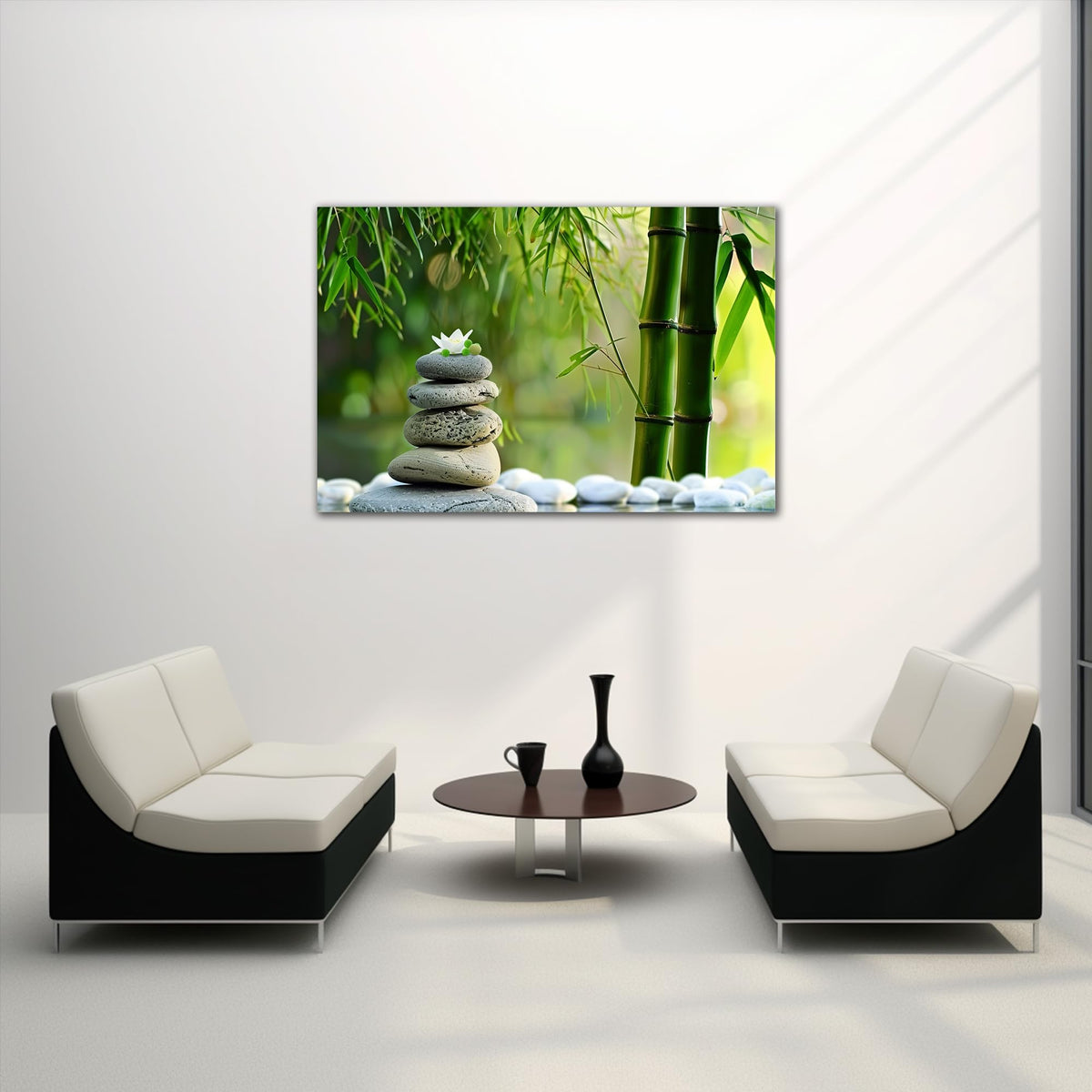 Zen Wall Art Zen Stone Canvas Art Prints for Meditation Office Decor (Zen Stones Canvas Frame-12 / 40"L x 28"W)