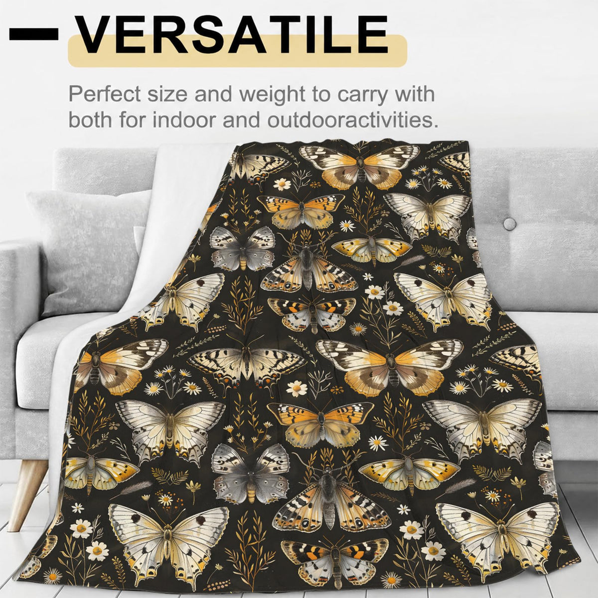 Dark Butterfly Flannel Blanket (Dark Butterfly / 40x50 inch)