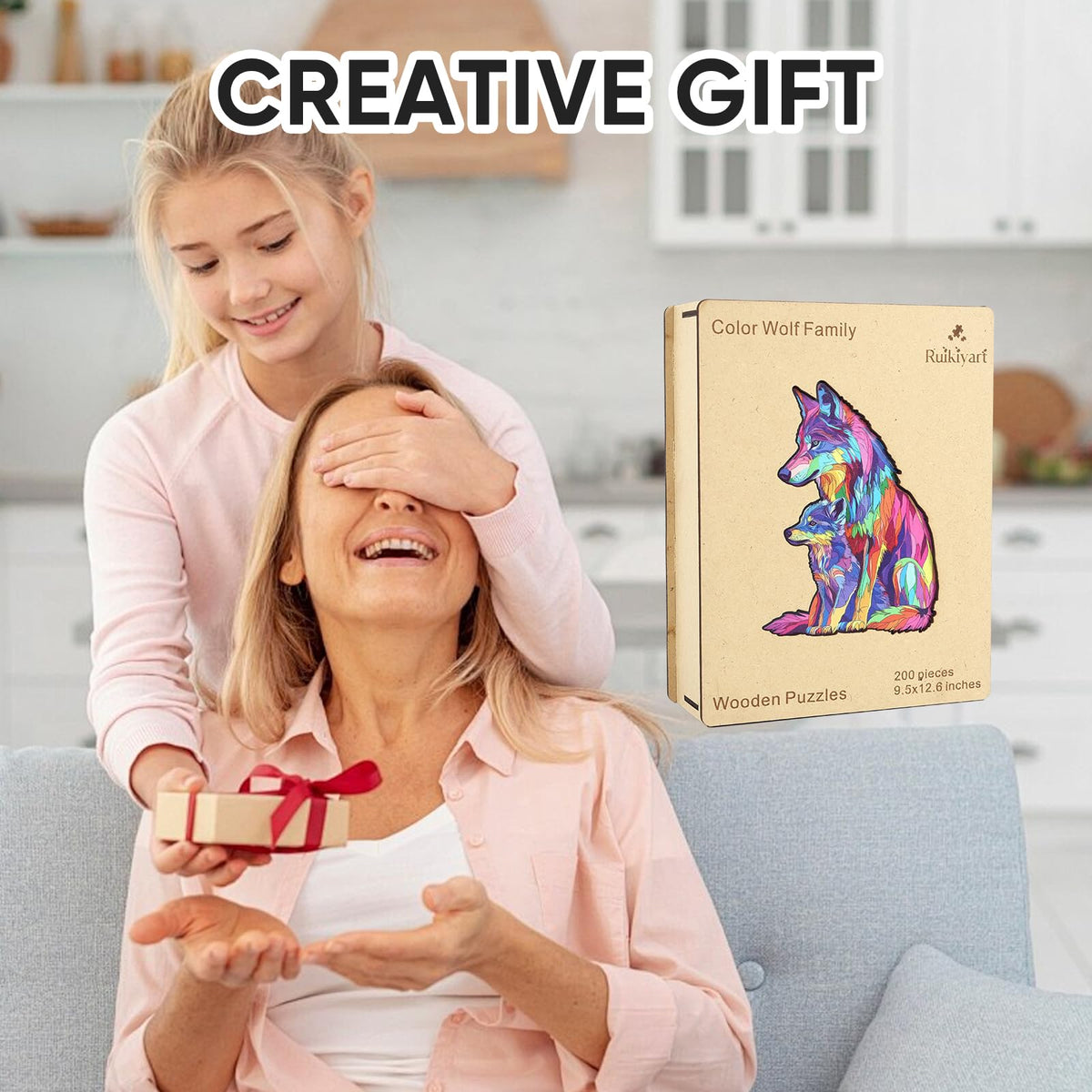 Wolf Wooden Puzzles for Adults (Color Wolf Family / 500 pieces)