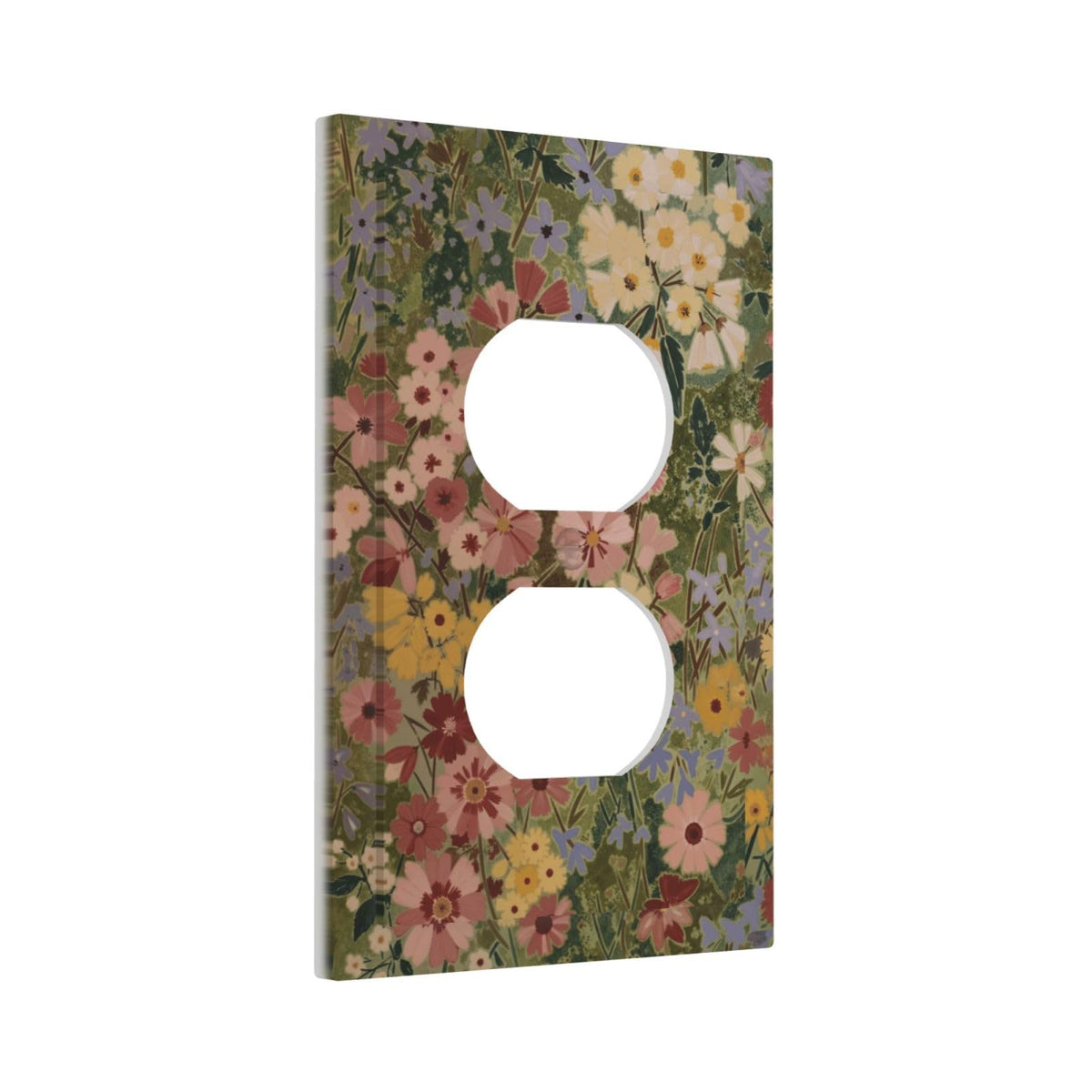 Rustic Colorful Floral Vintage Flower Decorative 1 Gang Receptacle Outlet Cover Electrical Duplex Wall Plate Single Duplex Wall Plate Light Switch Cover (Rustic Colorful Floral Vintage Flower / 1-Gang Duplex Mid)