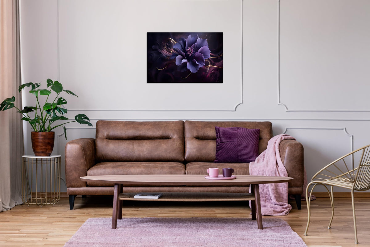 1 Panel Purple Wall Canvas Purple Wall Art Abstract Plum Color Flower Print on Canvas Flower Pictures for Bedroom Home Decor Living Room Stretched and Framed 20x30inch (30"L x 20"W / Purple Flower 8)