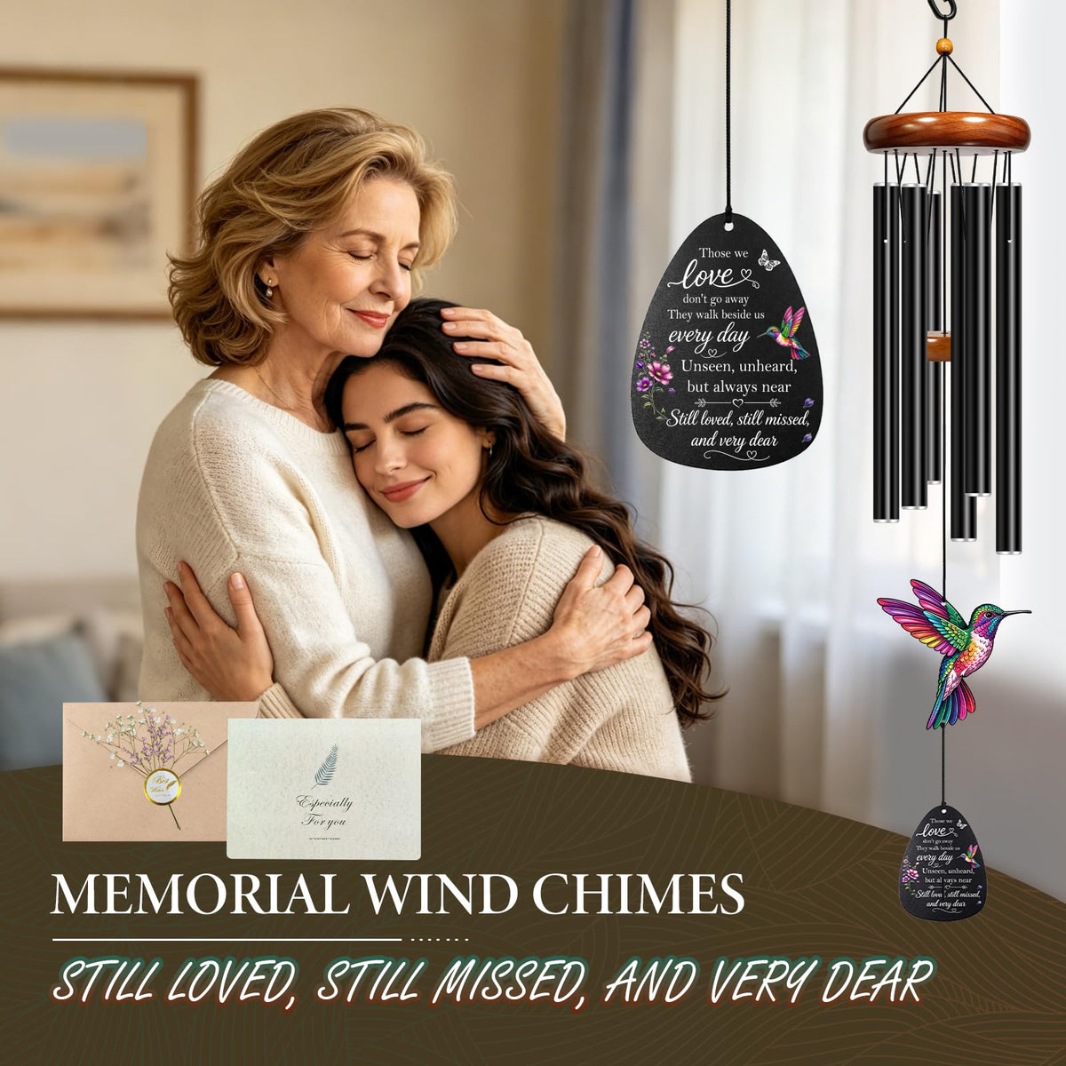 37''Memorial Wind Chimes for Loss of Loved One (Hummingbird-b)