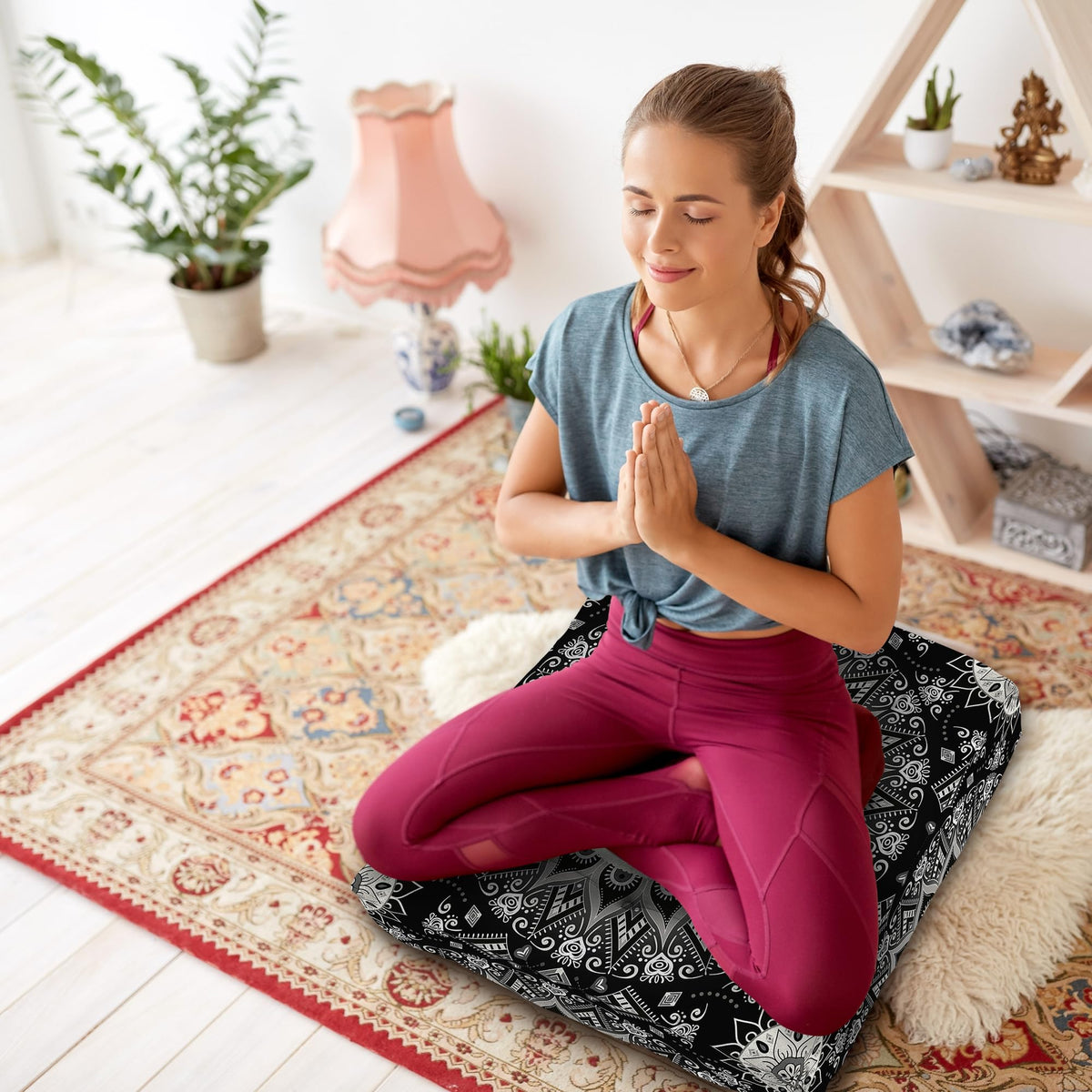 Mandala Meditation Cushion (09.mandala Meditation Cushion-1 / 22x22 inch square)