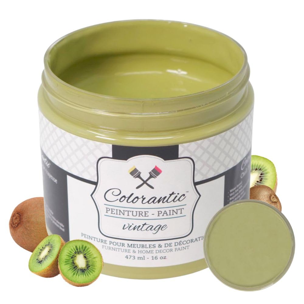 Vintage Furniture Chalk Based Paint for DIY Home Decor Craft Art (Kiwi / 16 Fl Oz (Pack of 1))