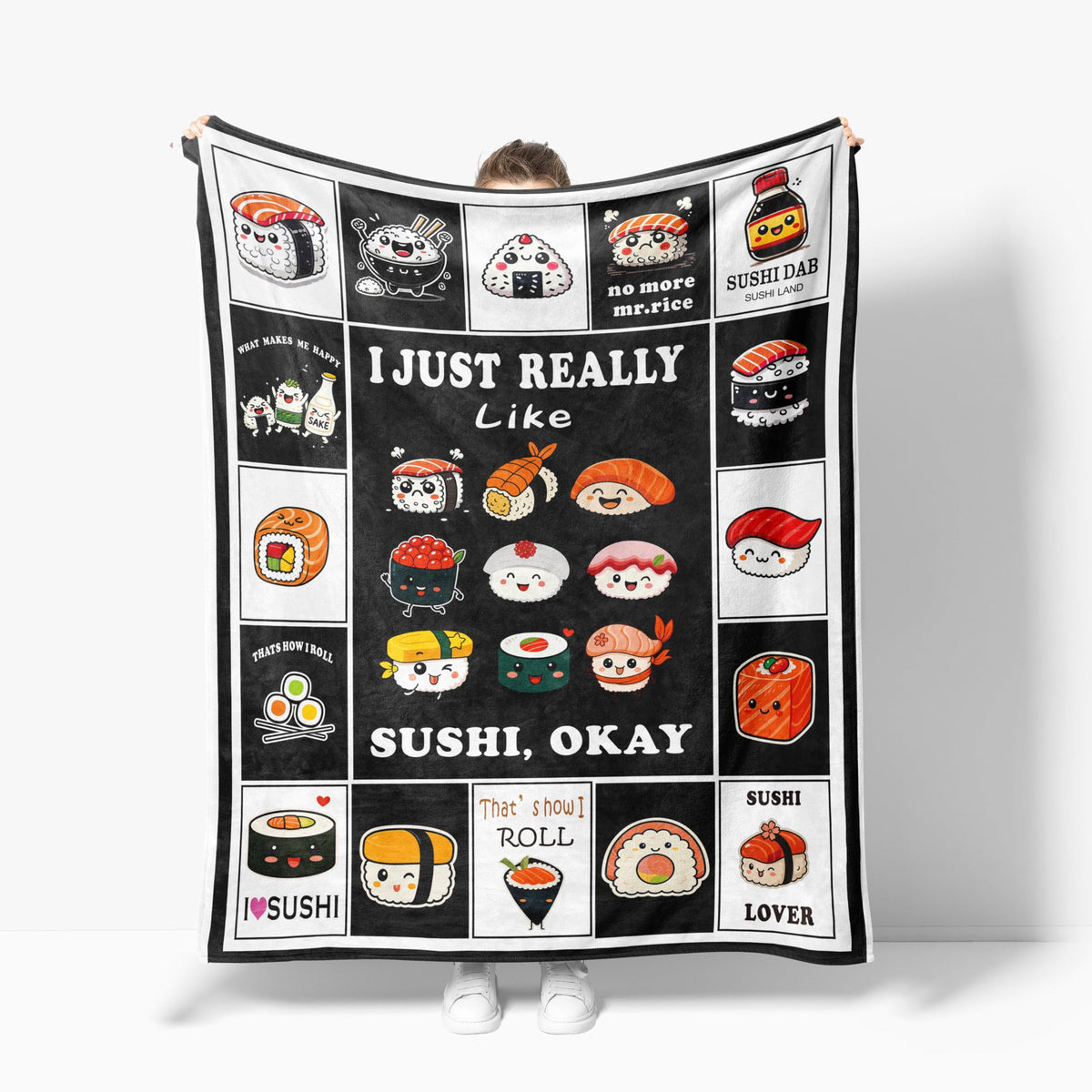 Sushi Fleece Throw Blanket Cute Food Gift Room Decor 30"x40" (Sushi / 30"X40")