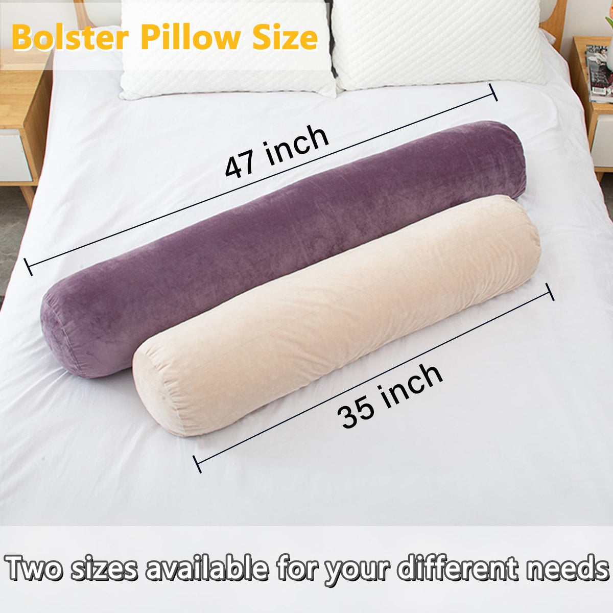 Bolster Pillow for Bed (Purple / 47 inch)