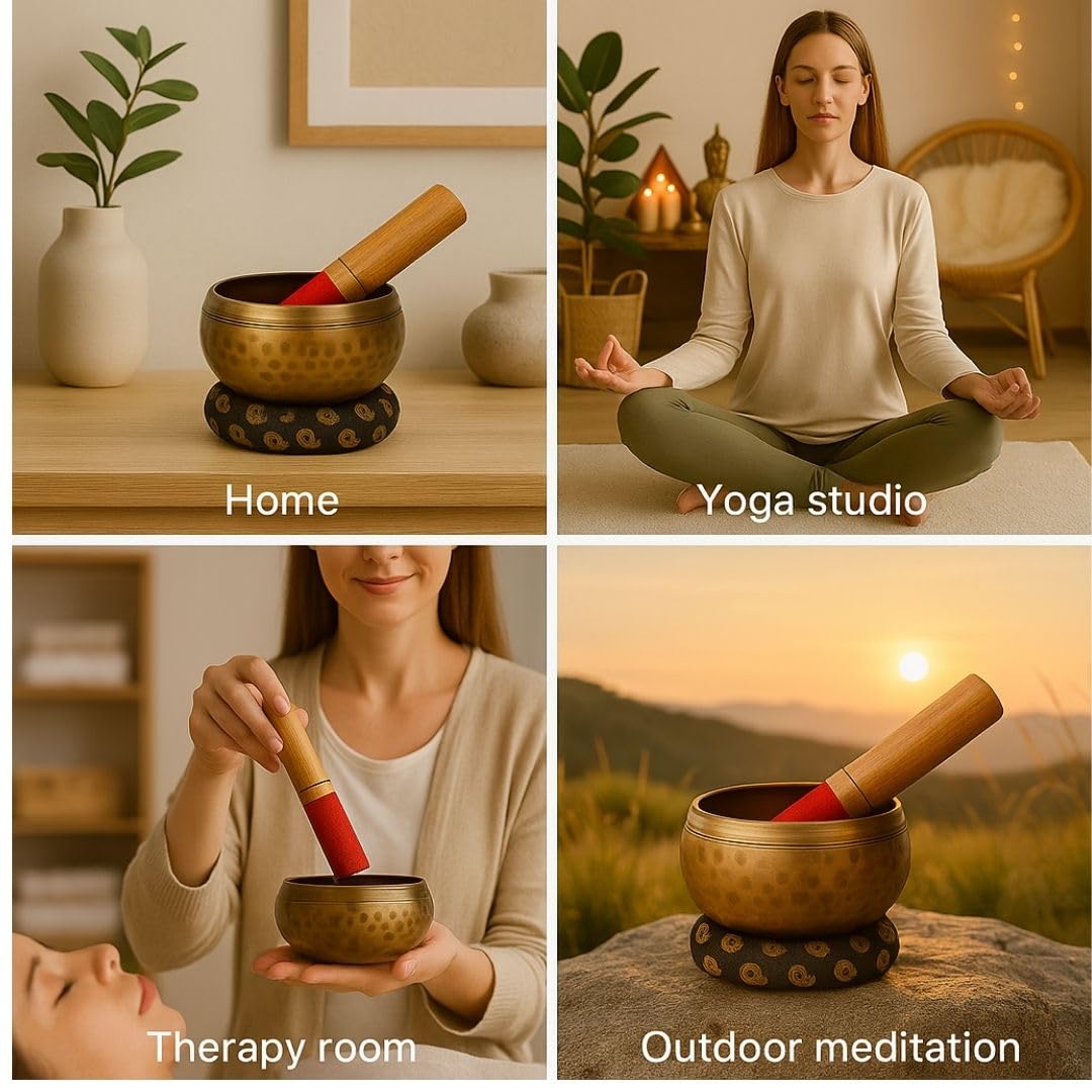 Tibetan Singing Bowl Set 4" (4" Hammered)