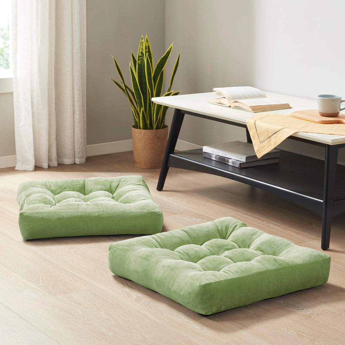 Floor Pillows Set of 6 (6 Pack / Square | Green | 6 Pack)