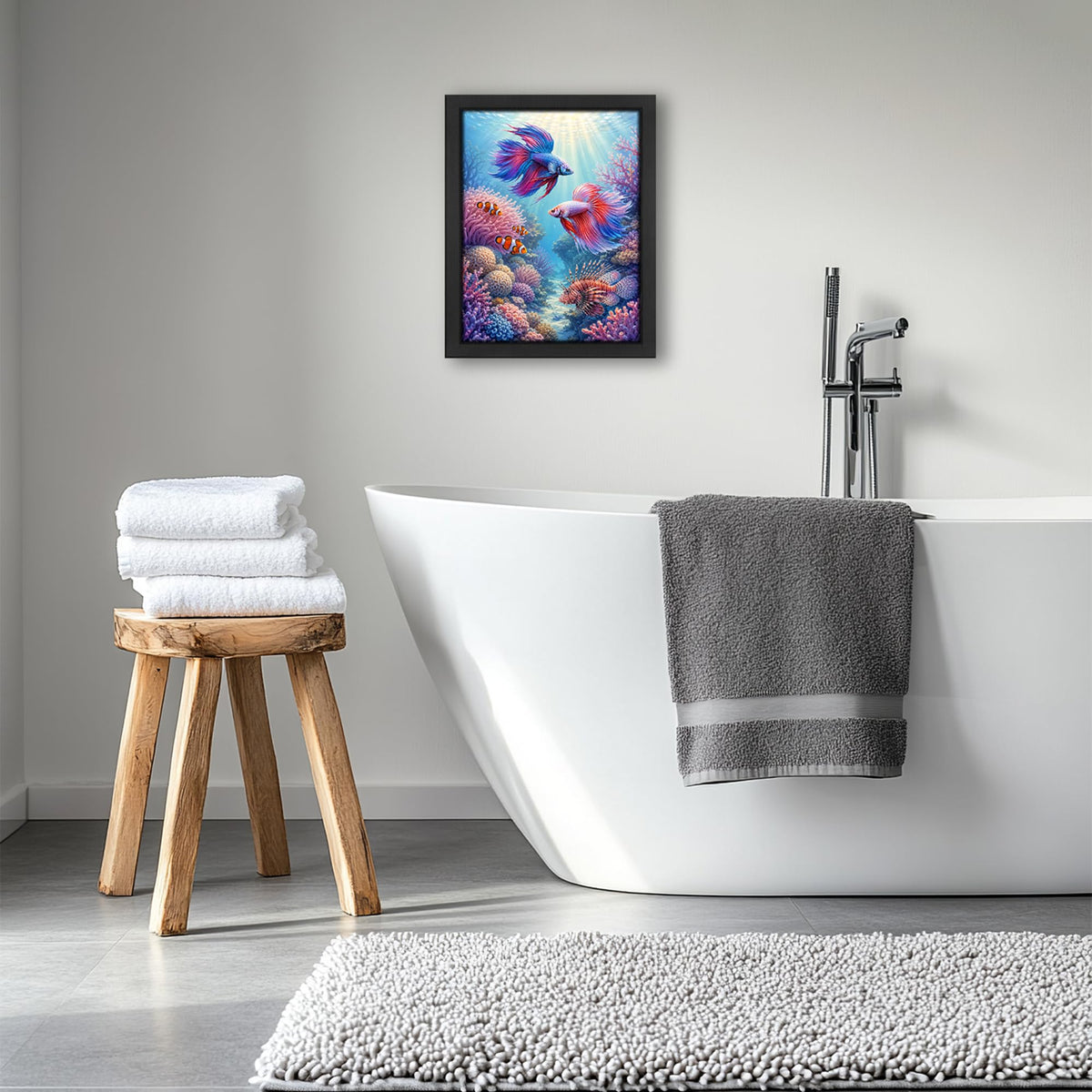 Ocean Tropical Fish Decor Wall Art (Wall Art Framed 58 / 24"L x 16"W)