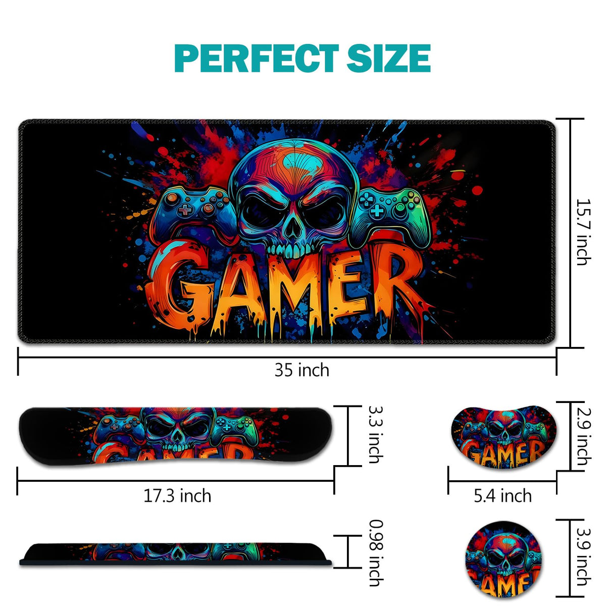 Large Gaming Mouse Pad Set (Skull Gamer)