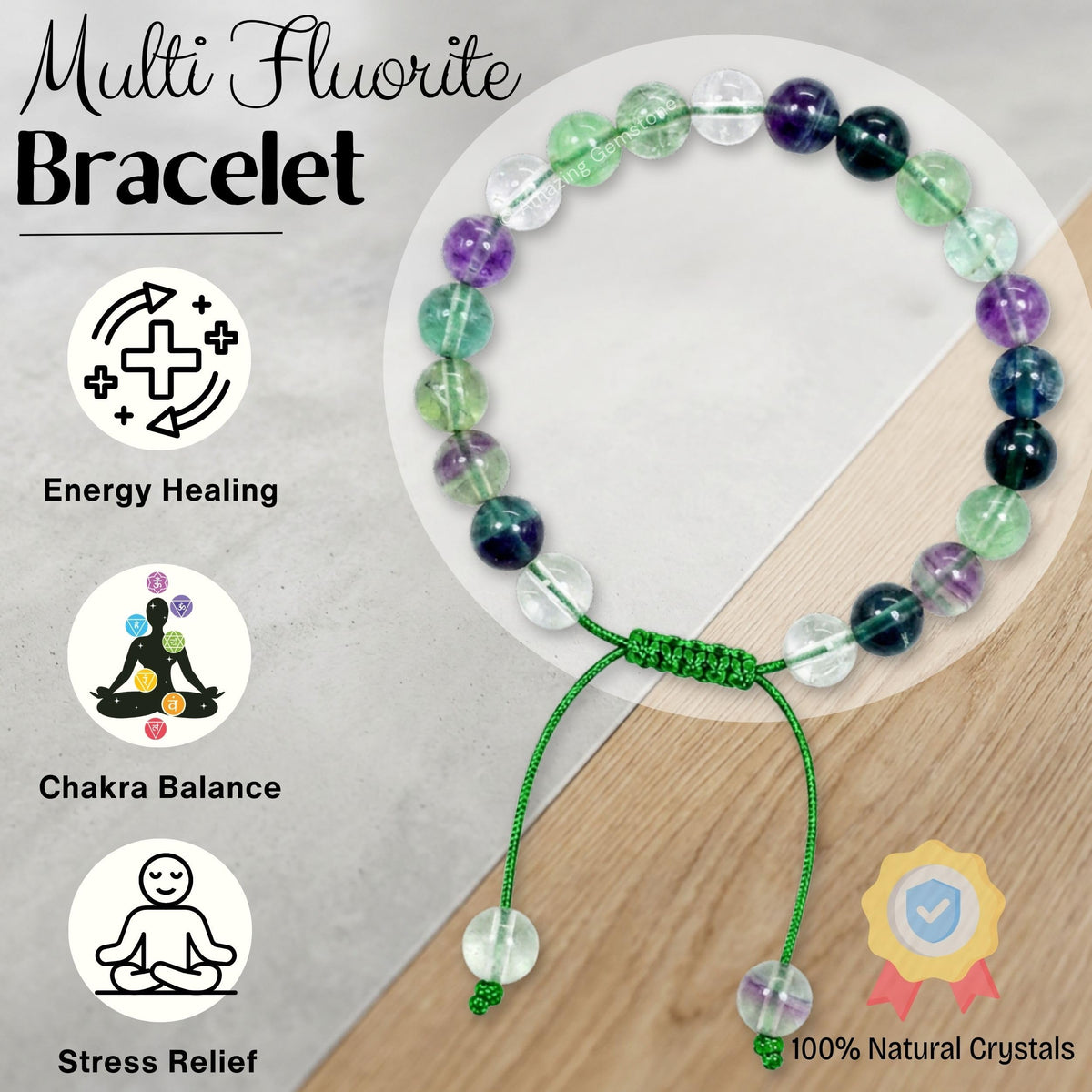Multi Fluorite Bracelet for Women Men's Gifts (Multi Fluorite)