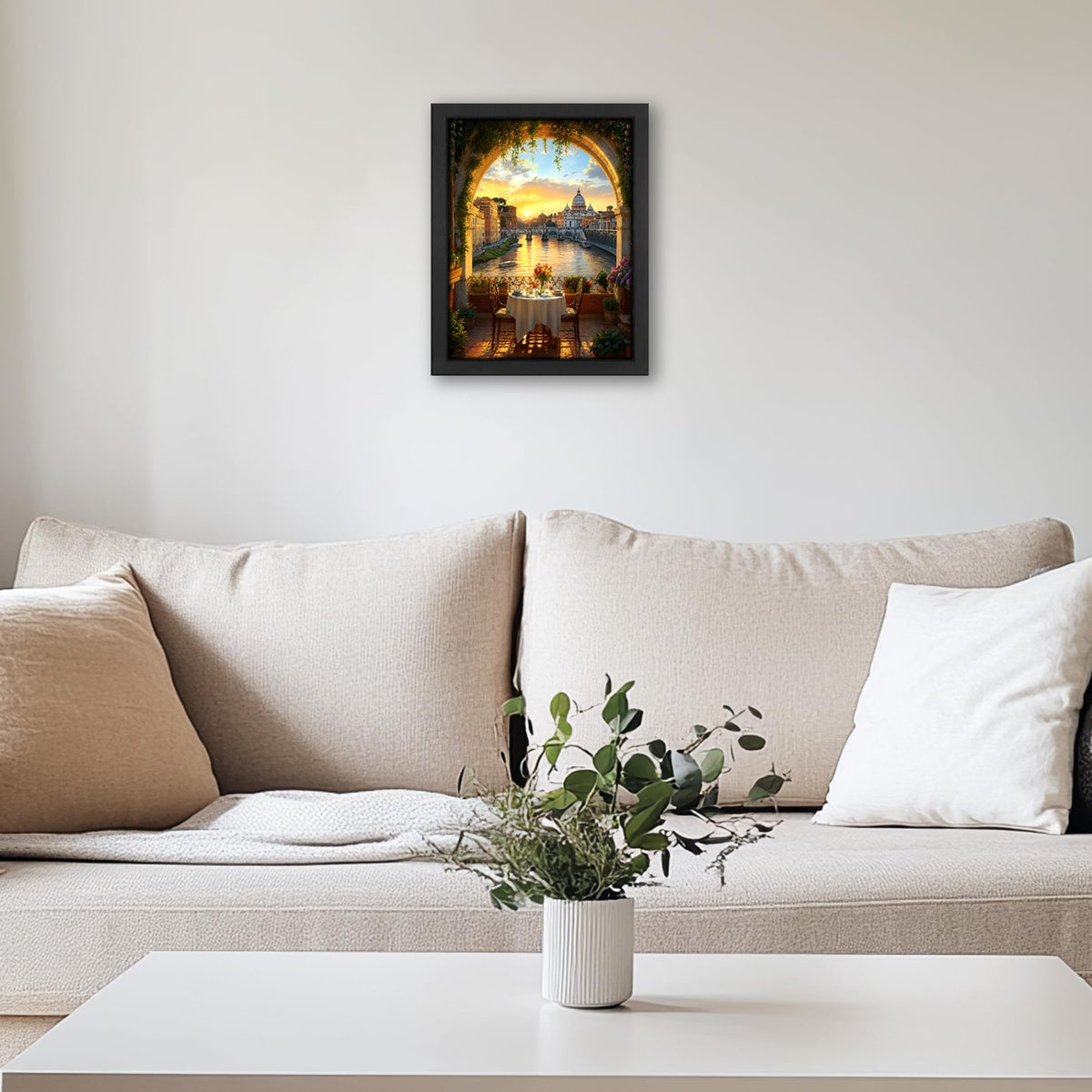 Rome Tiber River Decor Wall Art (Wall Art Framed 40 / 24"L x 16"W)