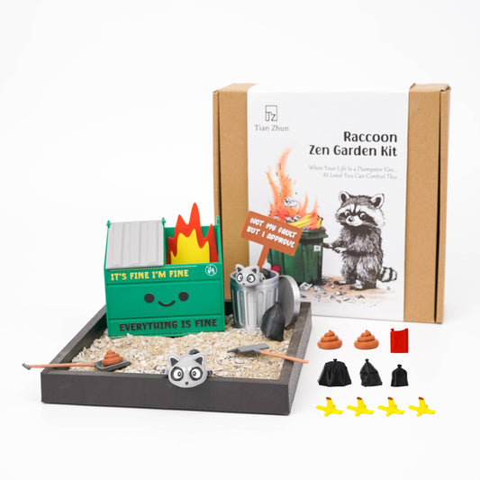 Dumpster Fire Zen Garden for Desk Mini Zen Garden Gag Gifts Funny Sand Tray Therapy Kit White Elephant Gifts Sand Included (Dumpster Fire Zen Garden)