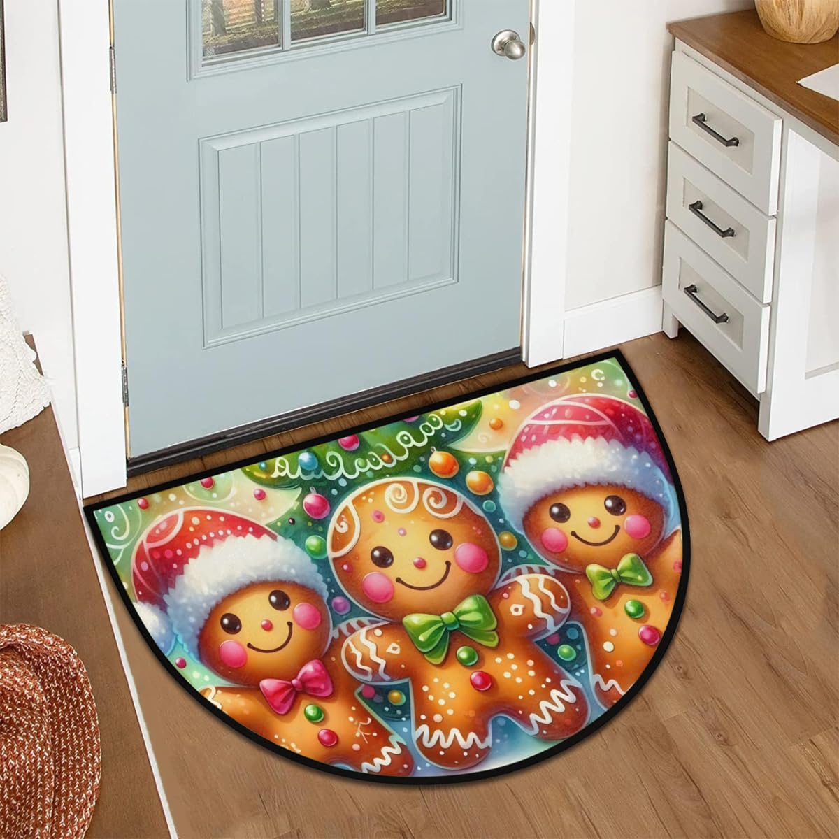 Christmas Half Round Door Mat Outdoor Welcome Entrance Doormat A15 (B-25 Christmas)