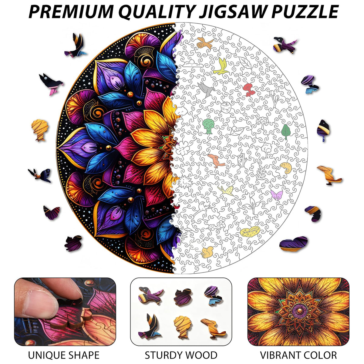Wooden Puzzles for Adult (500Pcs / Mandala Flower)