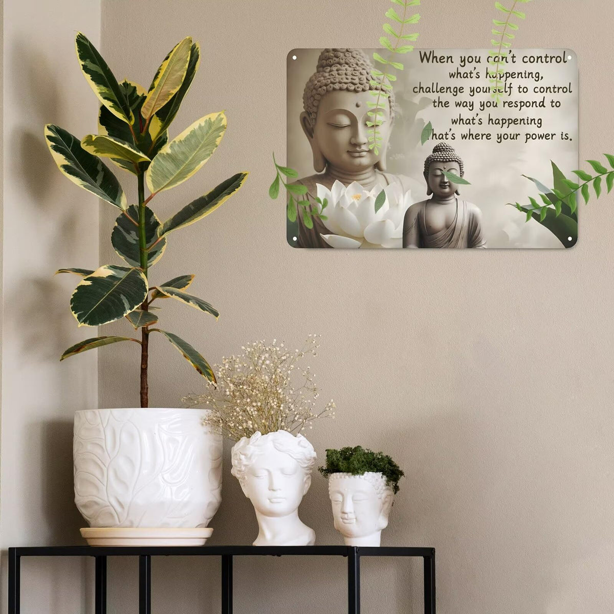 Buddhist Prayer Metal Sign Wall Decor Buddhist Prayer Sign Retro Religious Metal Sign (Buddhist Prayer / 8x12 Inch)