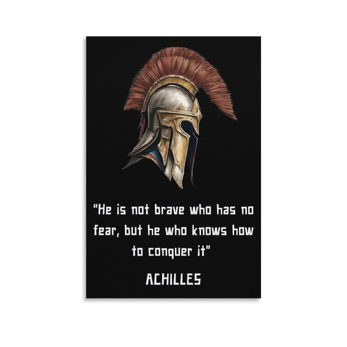 Achilles Brave Conquer Fear Motivational Quote Canvas Printing Wall Art Prints Wall Decor Posters Greek Warrior Helmet Minimalist Black Living Room Bedroom Office Gym 20x30inch (style-45 / 20x30inch(50x75cm) Unframe)