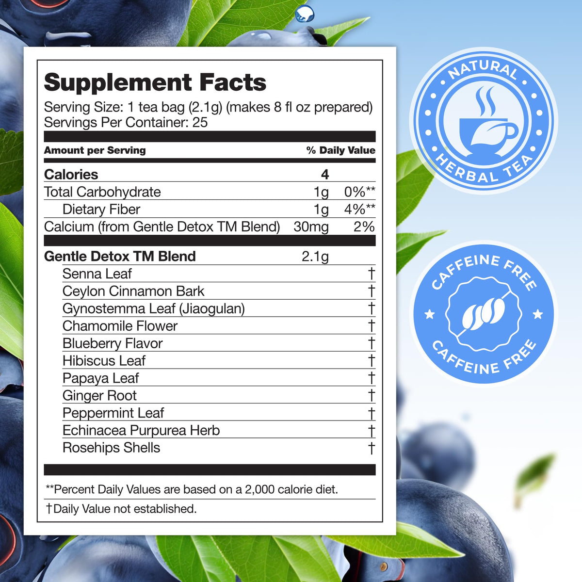 Slimming Detox Caffeine Free Natural Bluebberry Fruit Tea