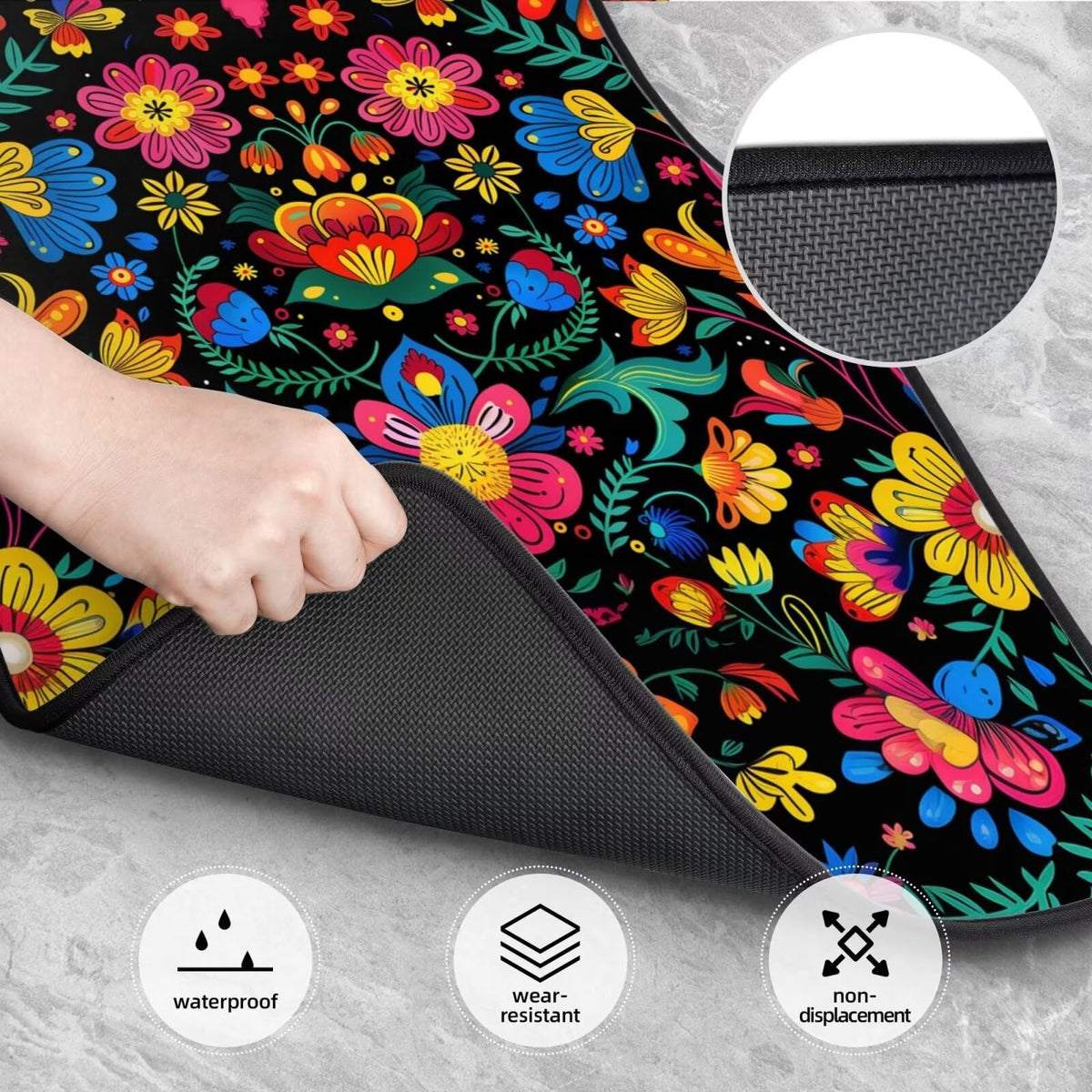 Floral Car Floor Mats Boho Flower Automotive Car Carpets Mats Carpet 4 Pieces Set All Weather Protector Rubber Backed Non (Lovely Floral)