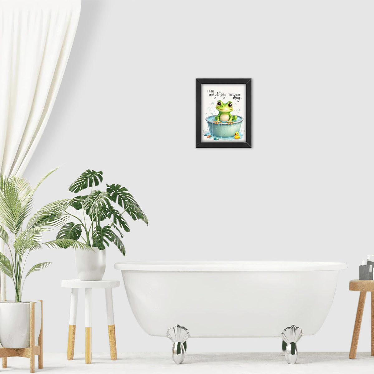 Frog Bathroom Decor Wall Art (Framed Bathroom Art 922 / 24"L x 16"W)