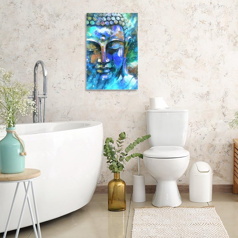 Blue Buddha Meditation Yoga Room Decor Hd Print Canvas Wall Art Spiritual Healing Gifts for Family and Friends Bedroom Room Zen Decor Framed 8"X12" (12"L x 8"W / Frame-8)