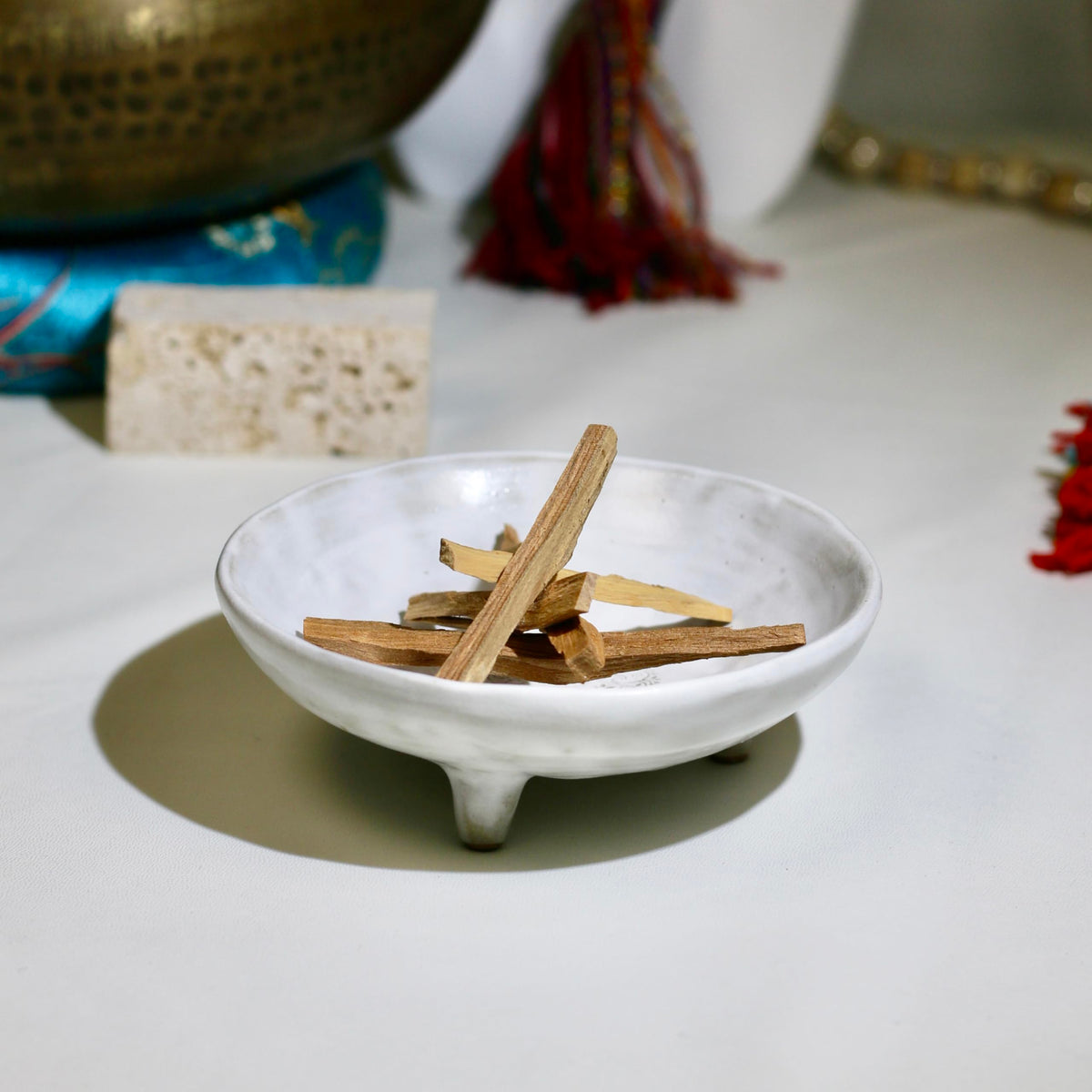 Prayer Offering Ritual Bowl Plate Great for Use Candles Tray Religious Spiritual Gifts （White Tree Life） (White Tree Life)