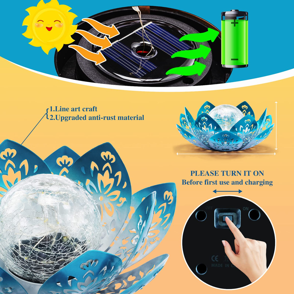Solar Lights Outdoor Decorative (Gradient Blue)