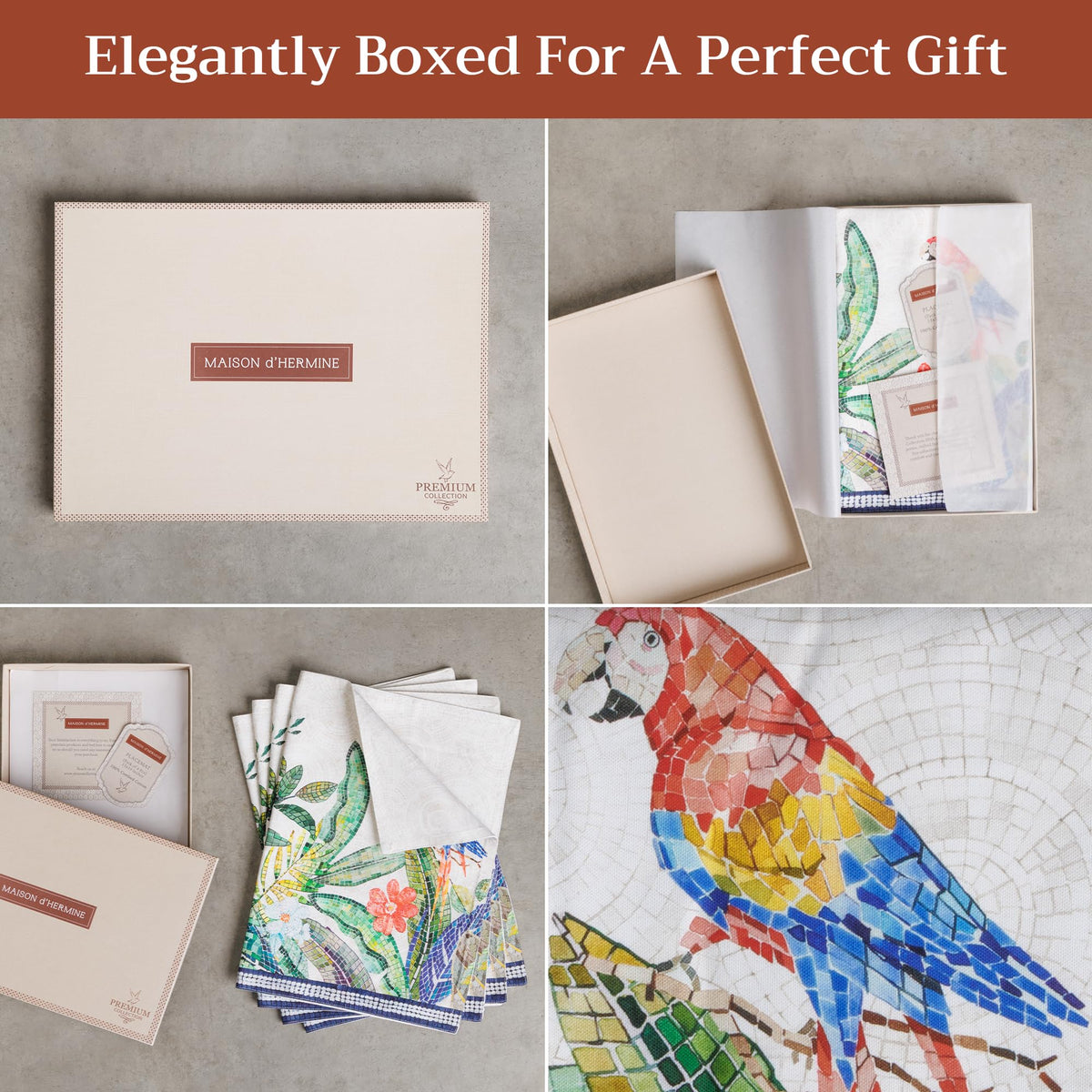 Placemats Set of 4 Reusable 100% Combed Cotton (010 - Mosaic / 13" X 19" (Pack of 4))