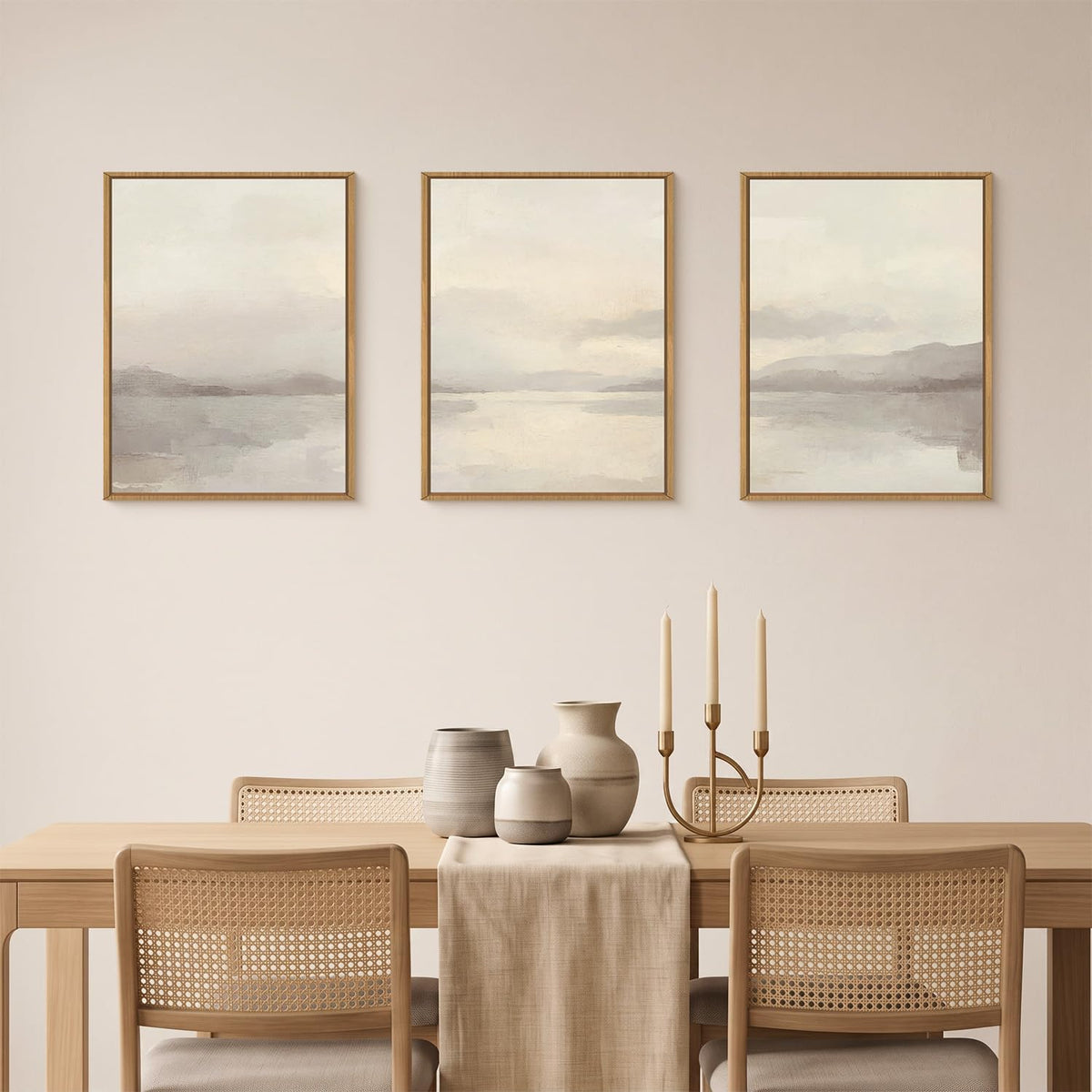 Abstract Neutral Beige Pastel Framed Canvas Wall Art (Abstract Neutral Beige Pastel Wall Art / 12''x16''x3)