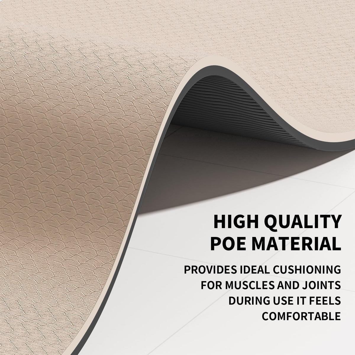Large Yoga Mat (Beige+Black / 10mm)