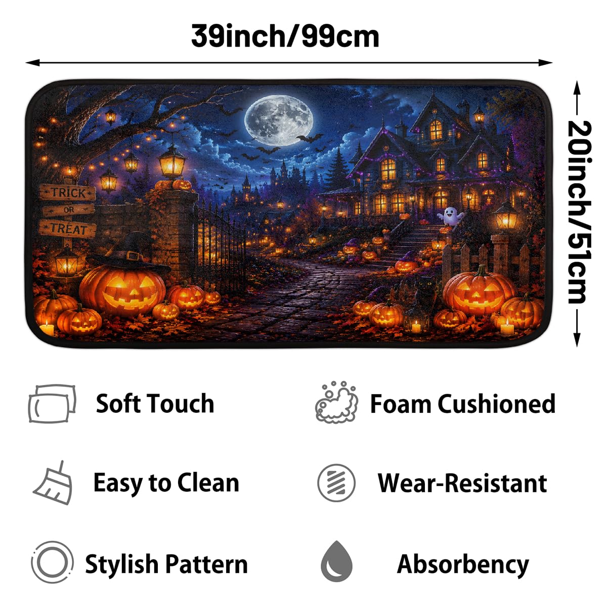 Halloween Kitchen Rugs Kitchen Mats Non Slip Floor Mat (Z:f-color 3)