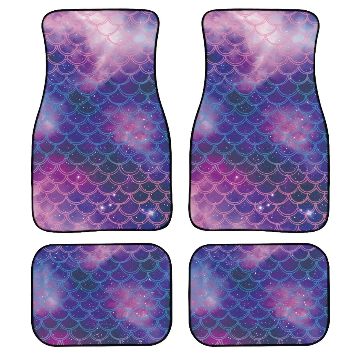 Mermaid Scales Cars Floor Mats Blue Automotive Floor Mats Universal 4 Piece Car Carpet Mat Set Non Slip Rubber Automotive Foot Mat Washable Mermaid Scales Car Accessories (Blue Mermaid Scales)